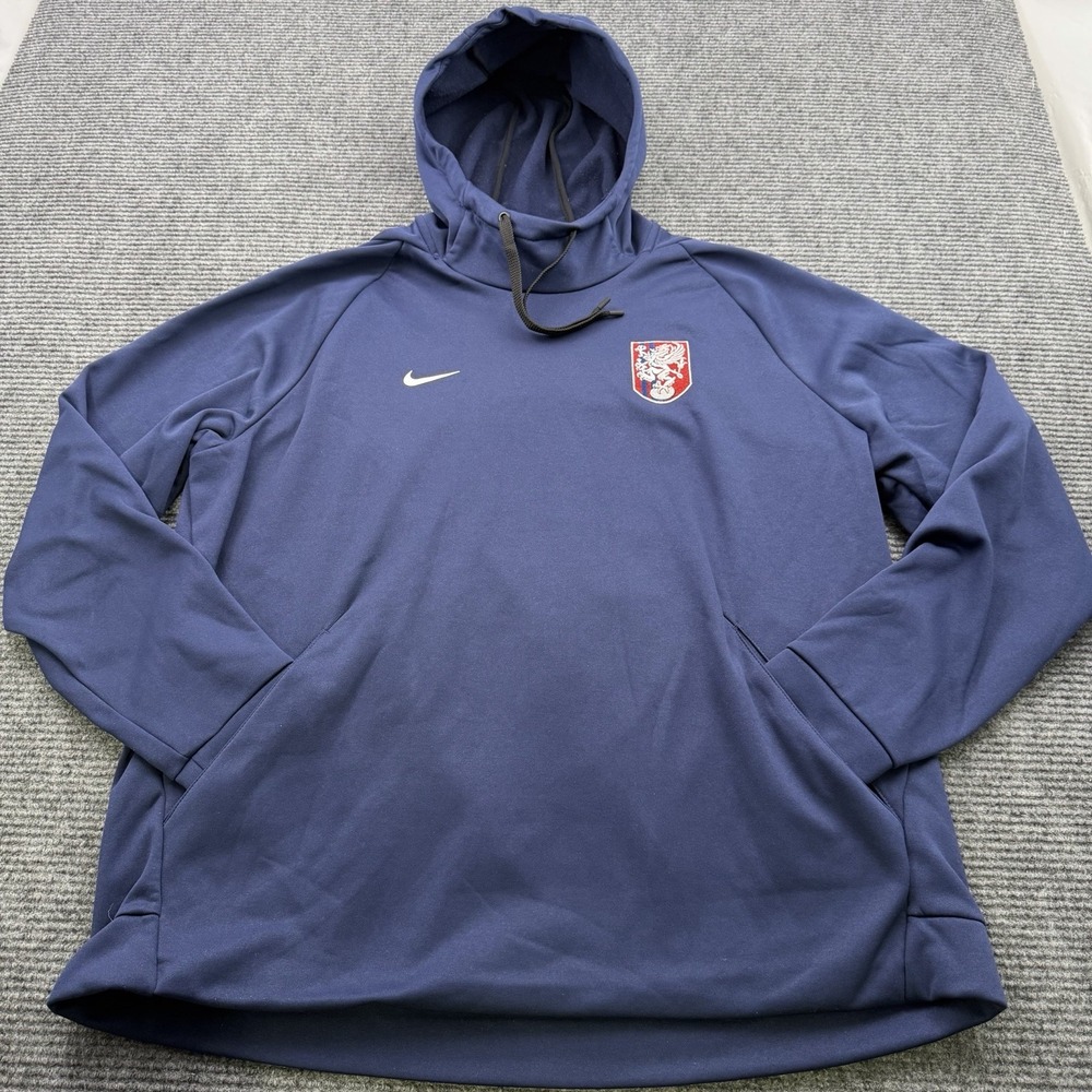 Nike Fleece Lined Dri Fit Bundeswehr Hoodie Men's Size 2XL Blue Griffen Shield